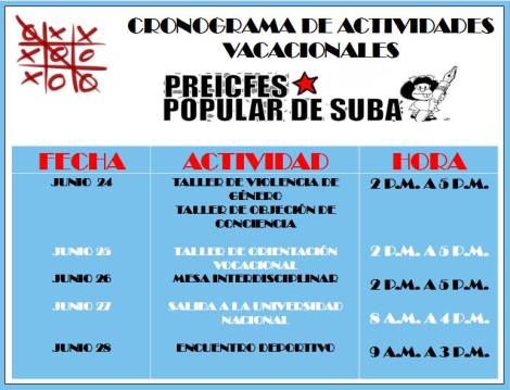 Publicidad Cronograma de Actividades Vacacionales
